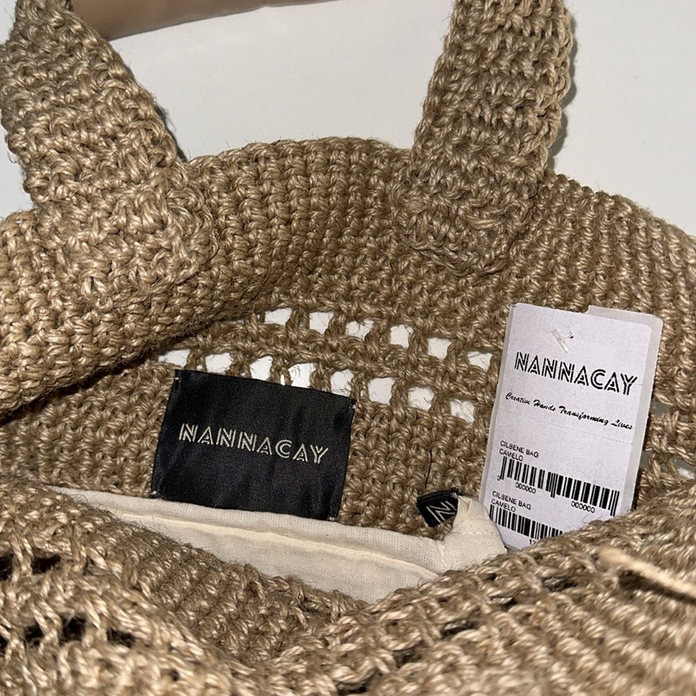 NANNACAY Brazil *Cilbene* brown crochet leather beach boho bag - Picture 4 of 6